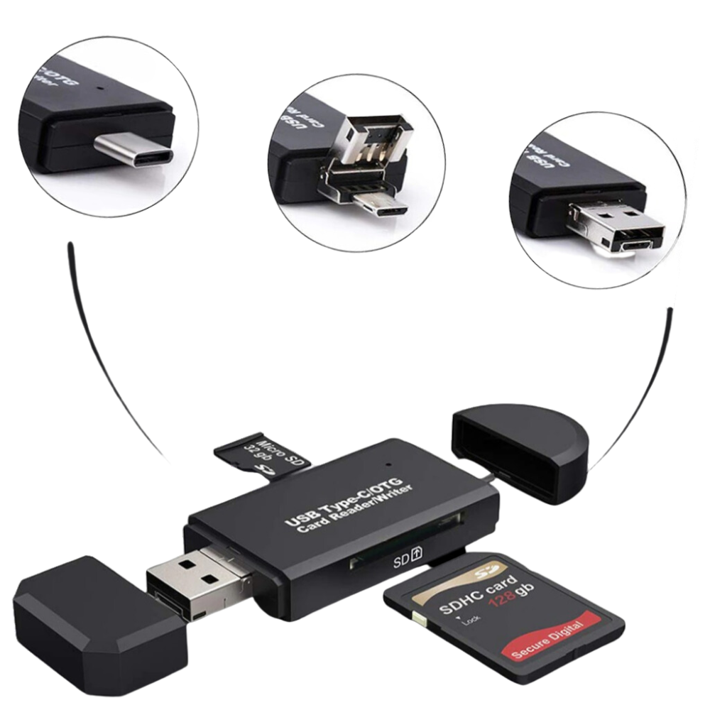 3-in-1 USB Speicherkartenlesegerät - Universelle Kompatibilität - Ozerty