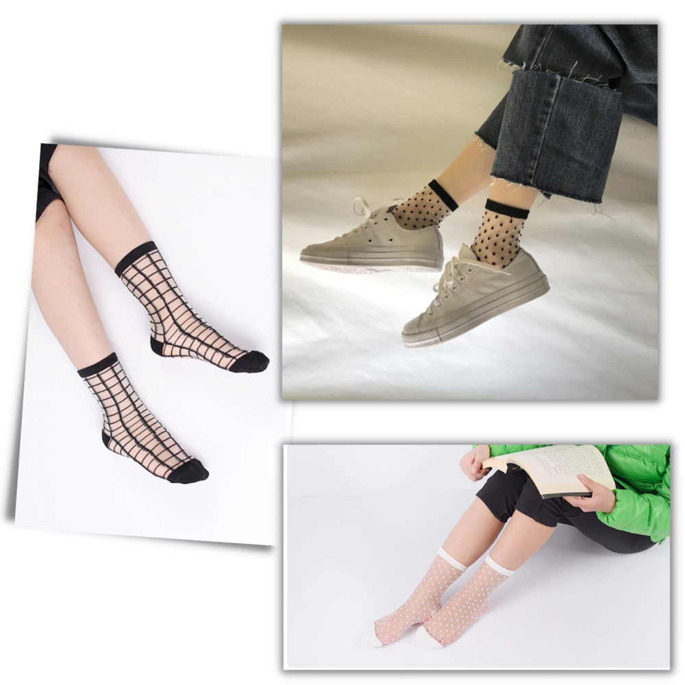 (10 Pairs) Transparent Fashion Socks for Women - Perfect Fashion Accessory - 