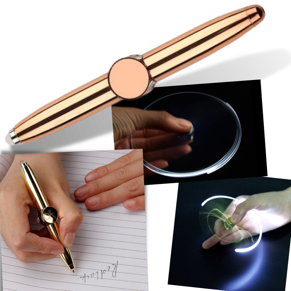 Fidget Spinner Pen | Gold Spinner with Light | Fidget Toys - 