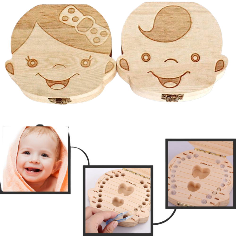 Boîte à dents de bébé en bois - Ozerty