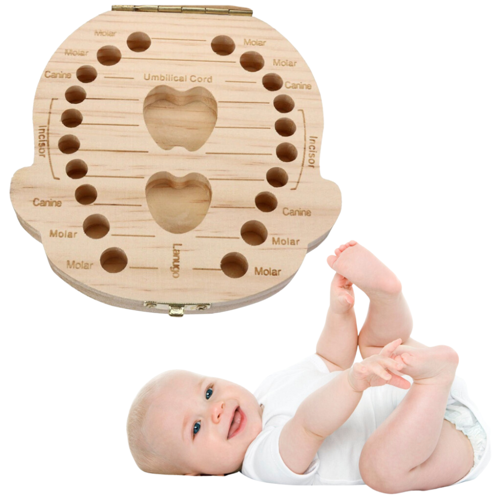 Wooden Baby Teeth Box - UNIQUE BABY KEEPSAKE BOX
 - Ozerty