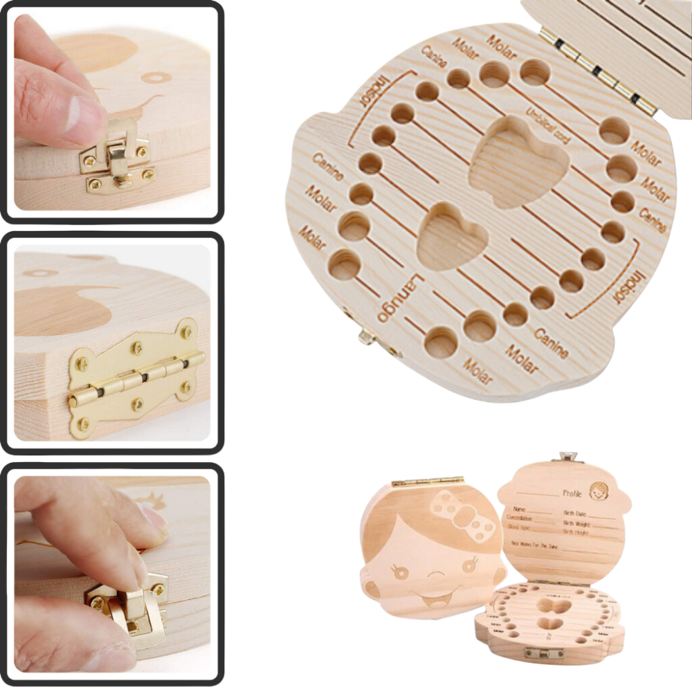 Wooden Baby Teeth Box - EQUIPPED WITH HINGE AND HASP LOCK
 - Ozerty