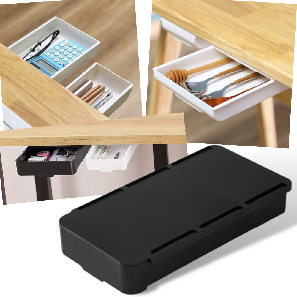 Desk Drawer Organizer | Hidden Adhesive Tray | Office Drawer Storage - 