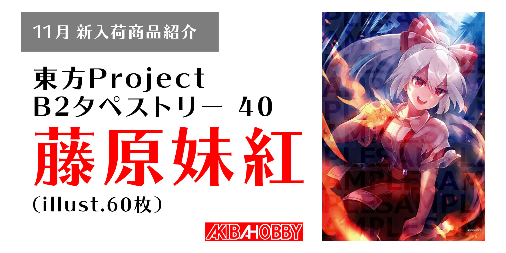 11月新入荷商品紹介 東方project B2タペストリー 40 藤原妹紅 Illust 60枚 アキバホビー Akiba Hobby