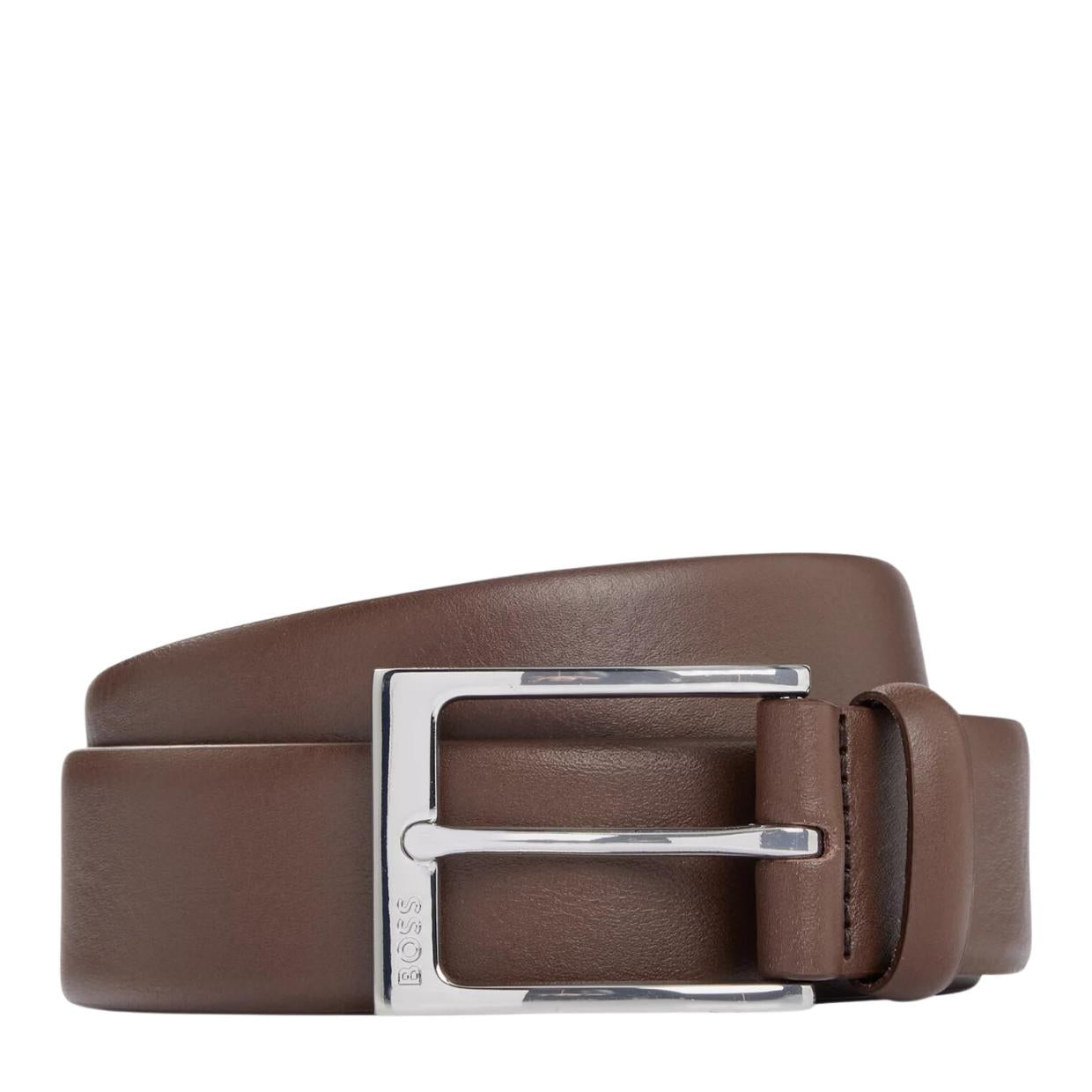 Leather Buckle BOSS Pin Designer Belt Wear Retro – Evan Sliver-Tone Black