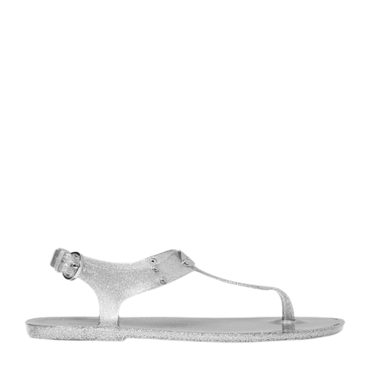 Michael Kors Logo Plate Silver Glitter Jelly Sandal – Retro Designer Wear