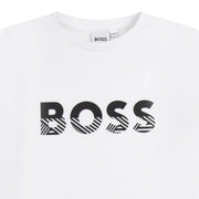 BOSS Kids White Graphic Print Logo T-Shirt