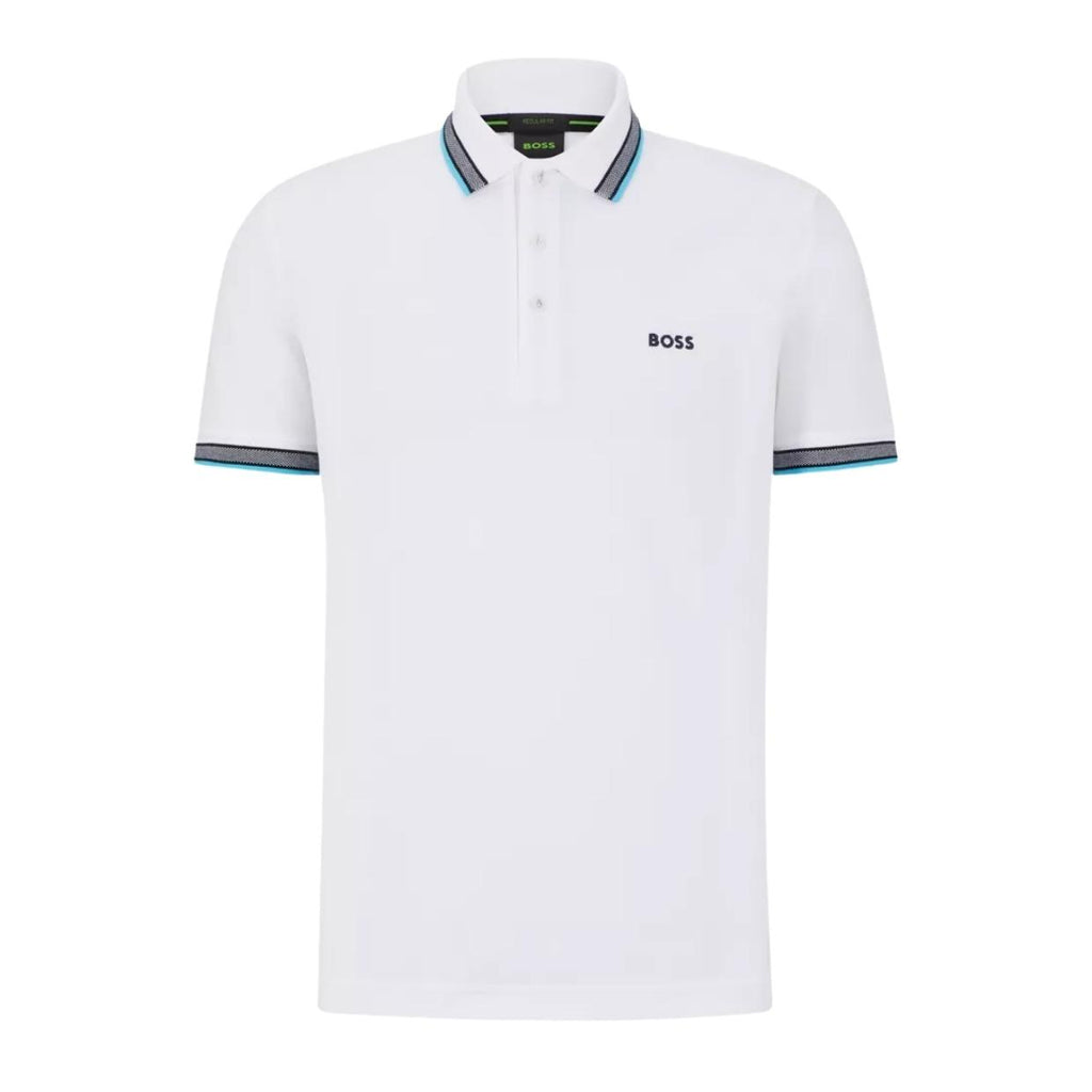 BOSS Paddy Embroidered Logo White Polo Shirt – Retro Designer Wear
