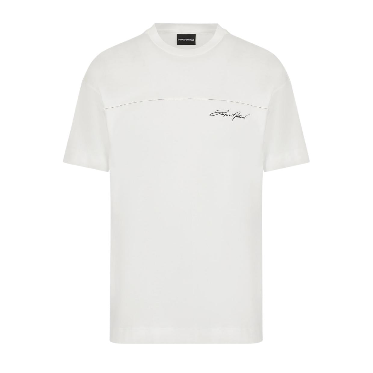 Emporio Armani White Signature Logo T-Shirt – Retro Designer Wear