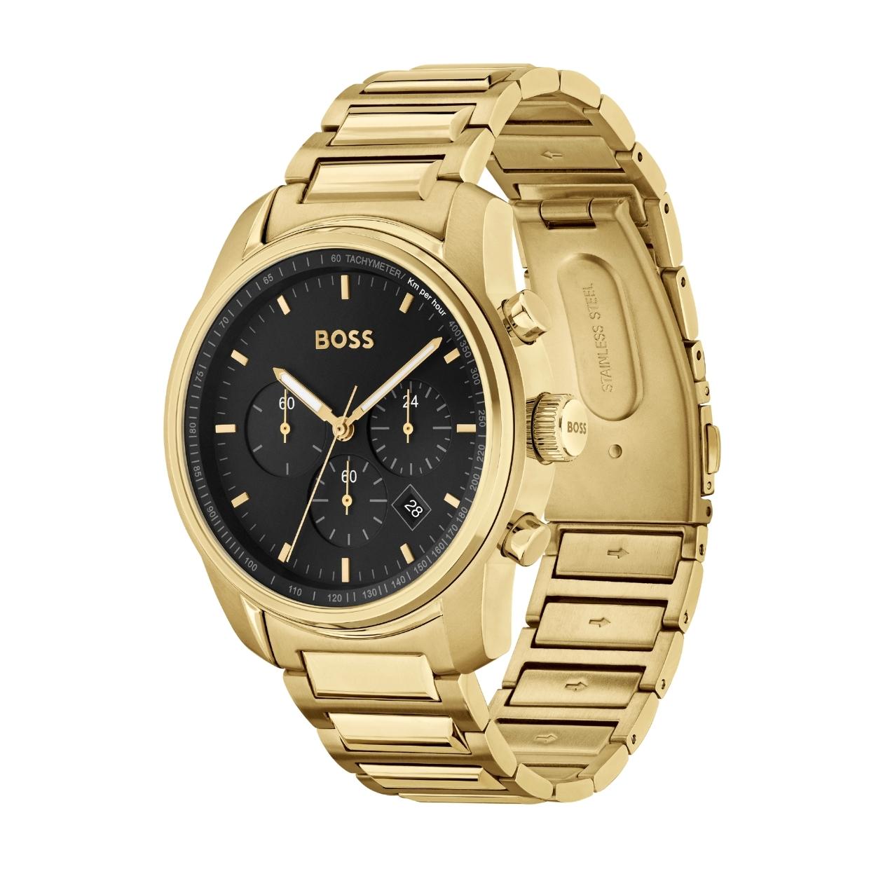 BOSS Grey Plated Allure Chronograph Watch – Retro Designer Wear