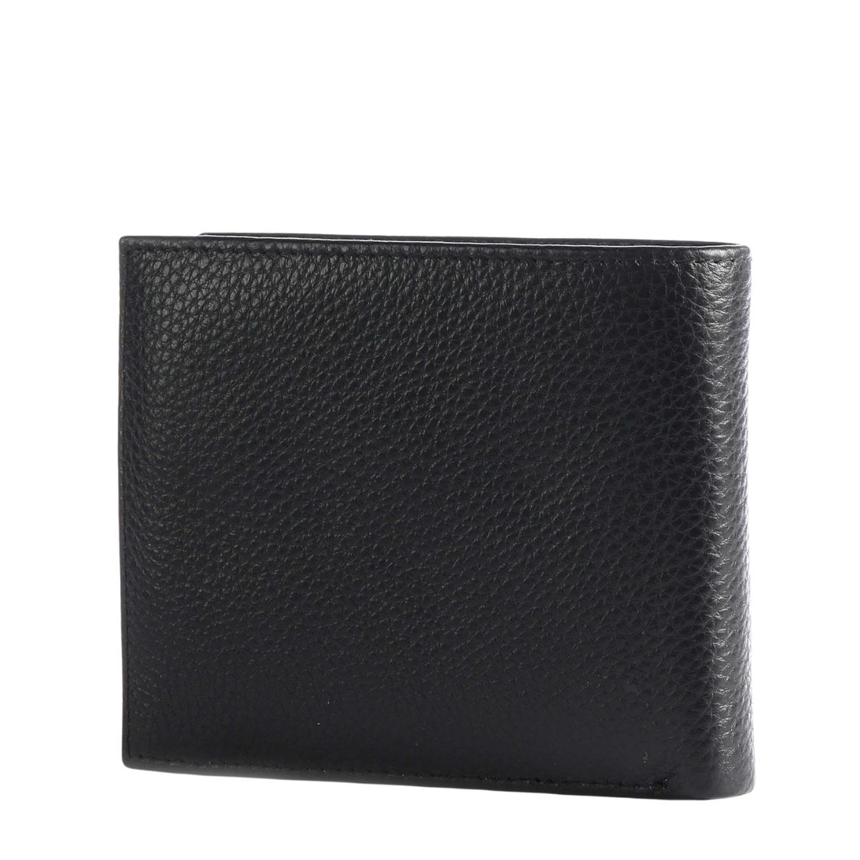 Emporio Armani Mens Black Eagle Logo Embossed Leather Wallet