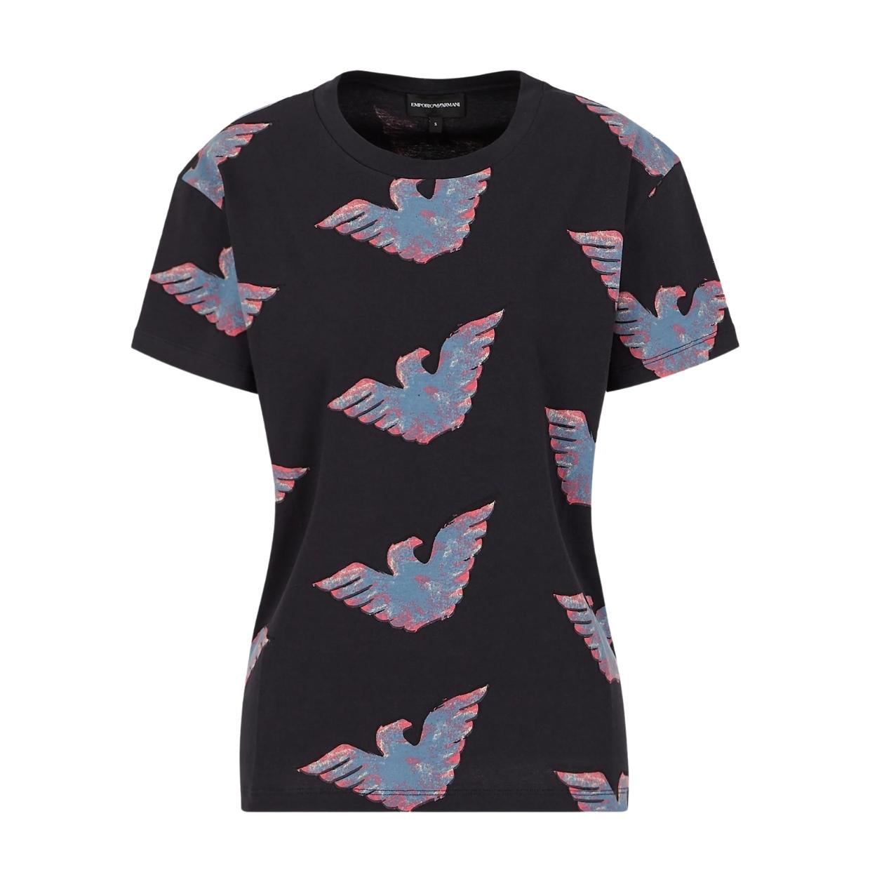 Emporio Armani White All-Over Eagle Logo T-Shirt – Retro Designer Wear