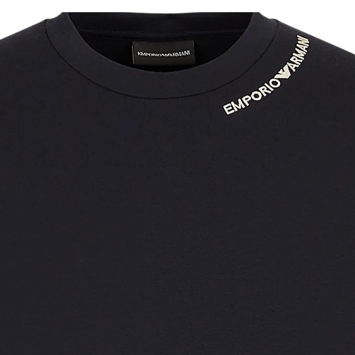 Emporio Armani Logo Collar Black Sweatshirt Retro Designer Wear