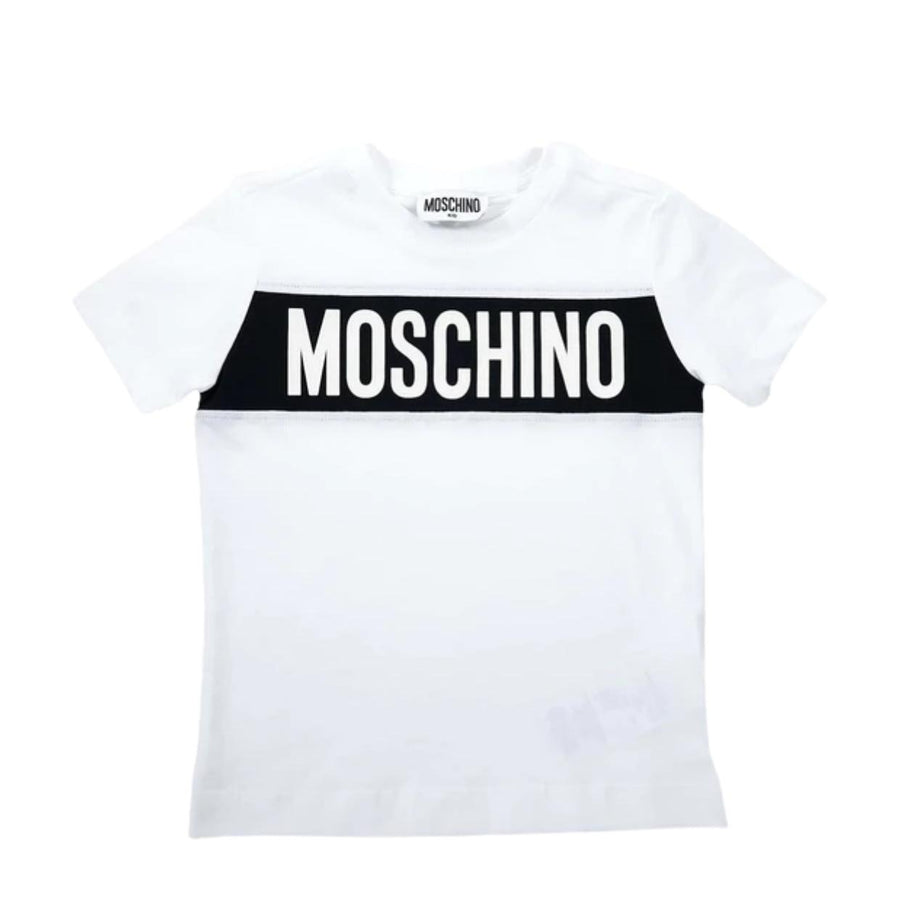 Moschino Kids White Panel Block Logo T-Shirt