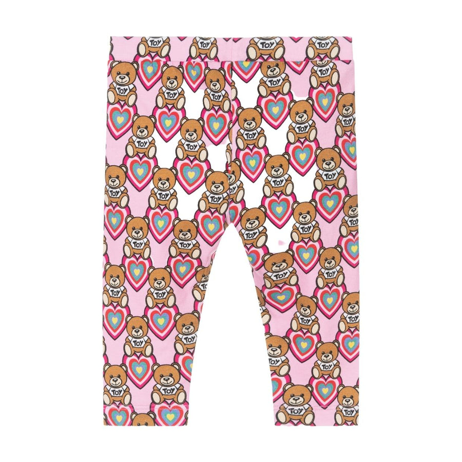 Moschino Kids Pink Hearts Colourful Leggings