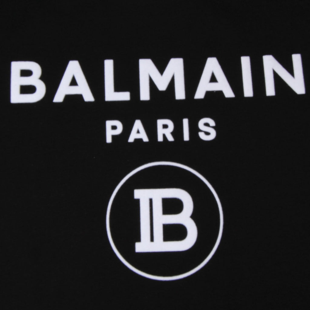 Balmain Kids Black and White Logo T-Shirt – Retro Designer Wear