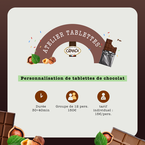 Atelier tablette de chocolat Boutique Cémoi