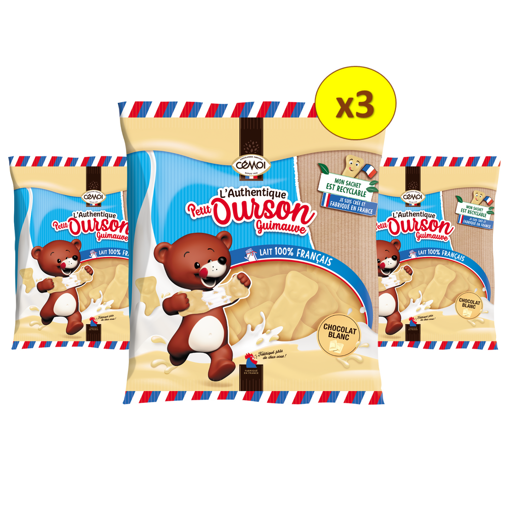 Sachet Petit Ourson Guimauve de Noël, chocolat au lait (204g