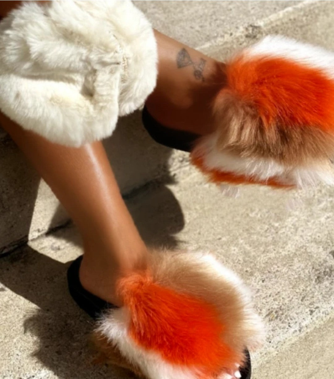 lovende kvælende Clancy Orange Multi-colored Furry Slippers | eBay
