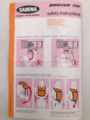BOEING 737 : safety instructions ( Sabena Airlines )