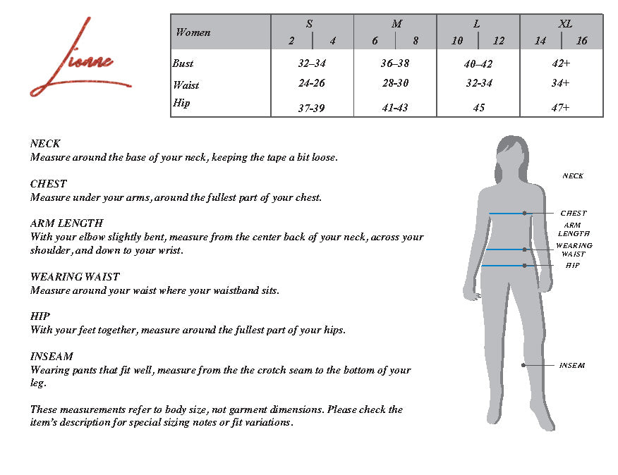 Size Chart – LionneClothing