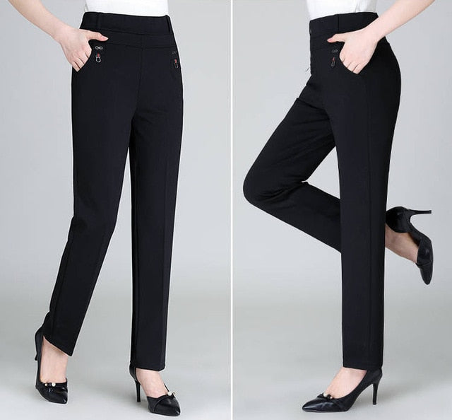 high waisted slim trousers