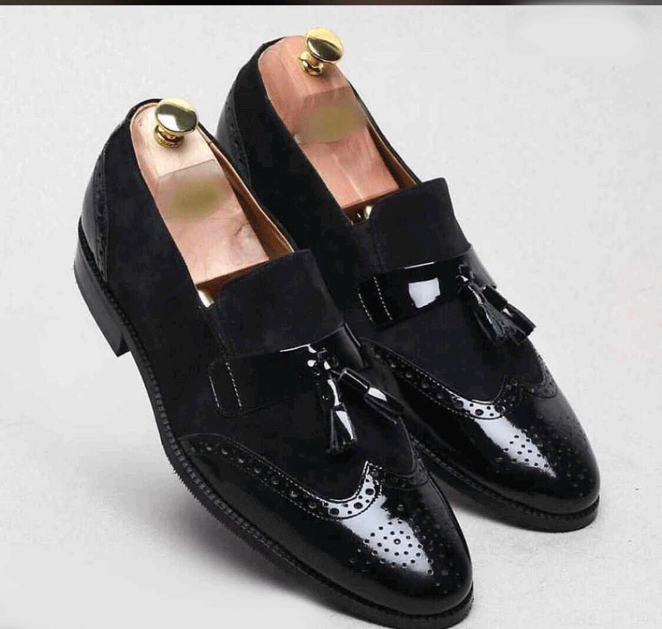 mens black shiny loafers