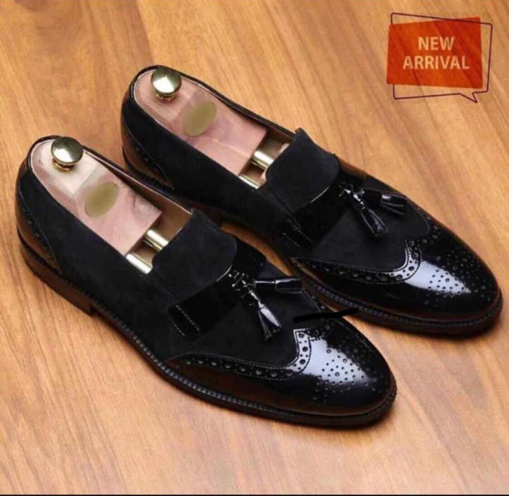shining black loafer shoes