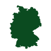 Grünes Blatt-Icon im Umriss-Stil auf einem dunklen Hintergrund, Symbol für Deutschland.