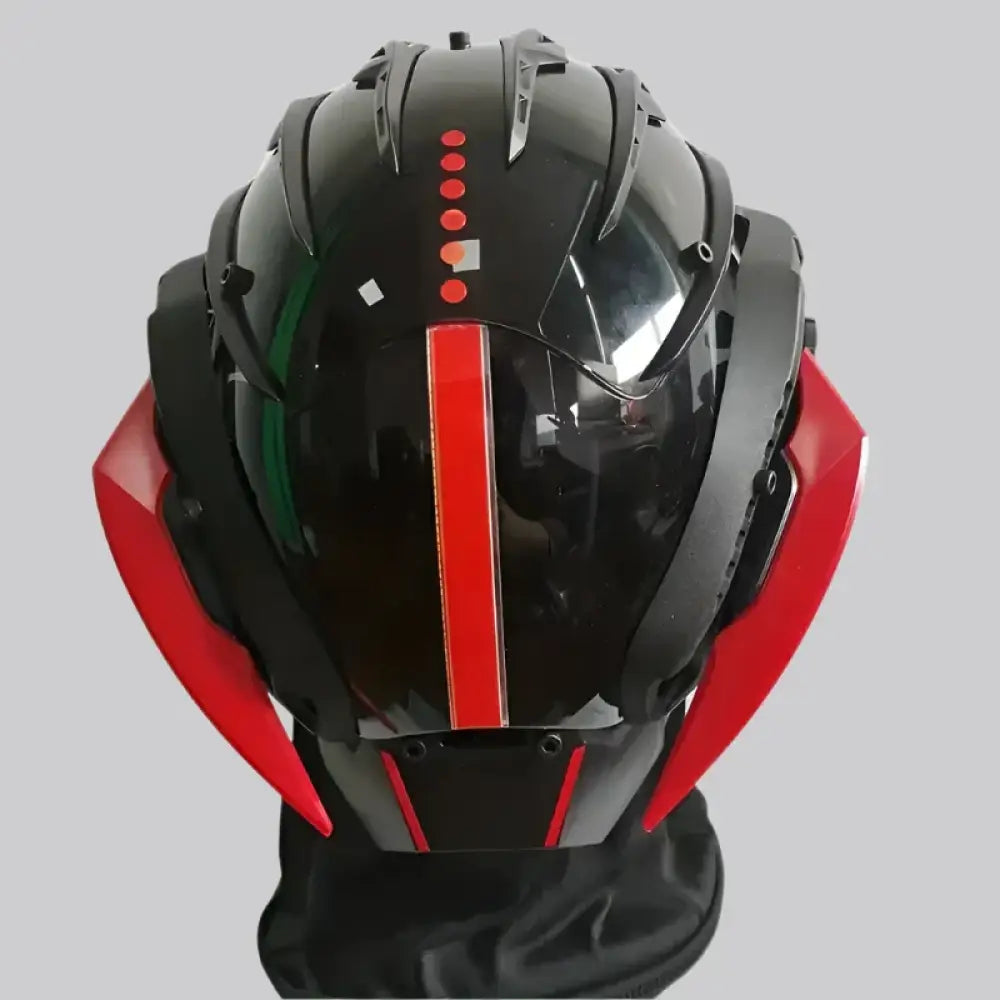 Black Red Cyberpunk Helmet for