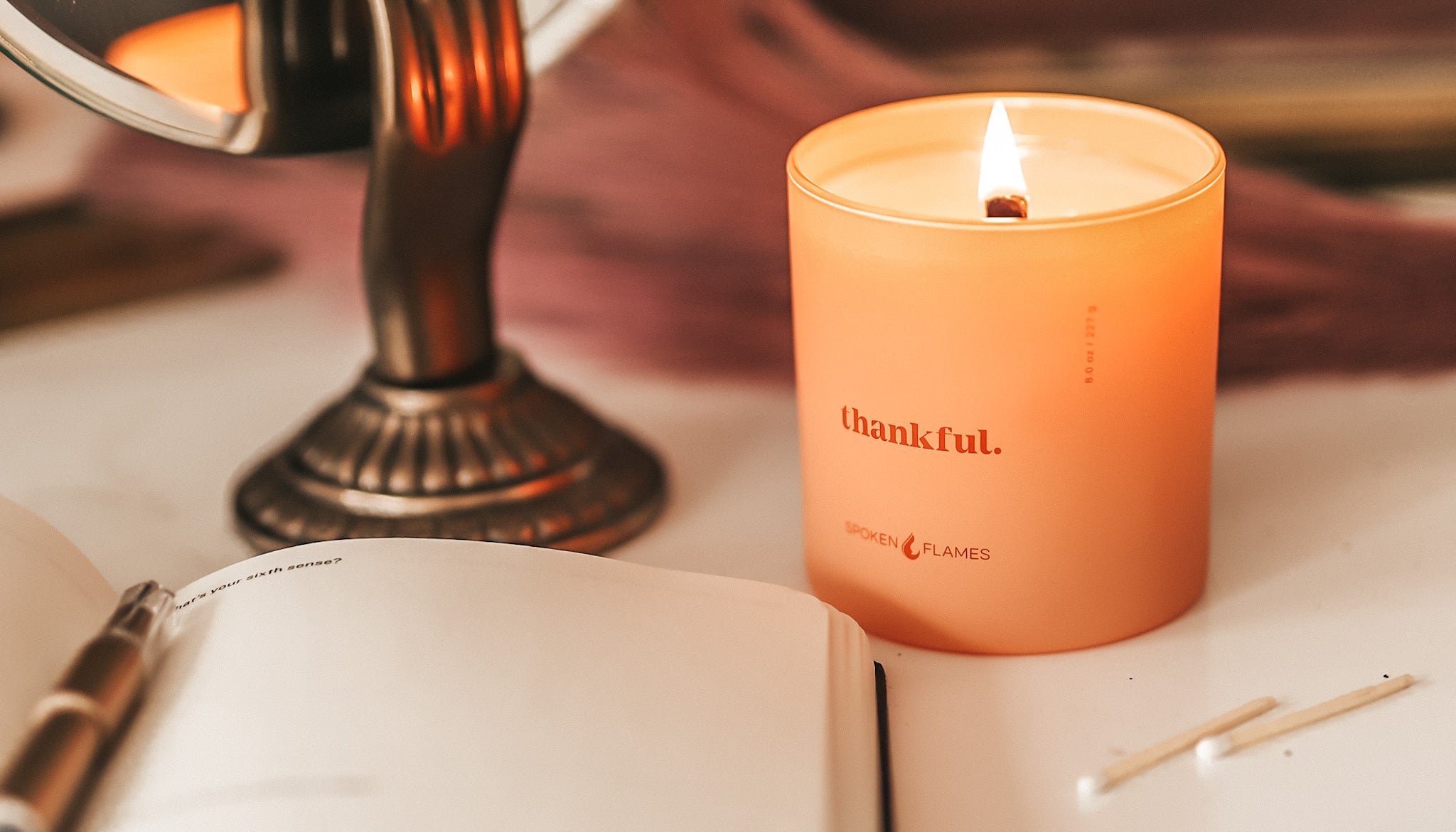Gratitude candle with journal