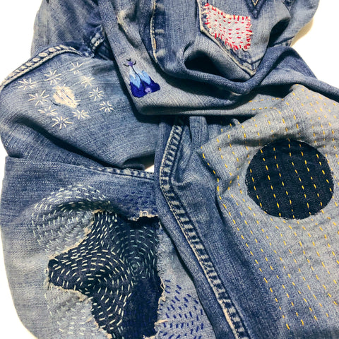 Sashiko Style Denim Repair