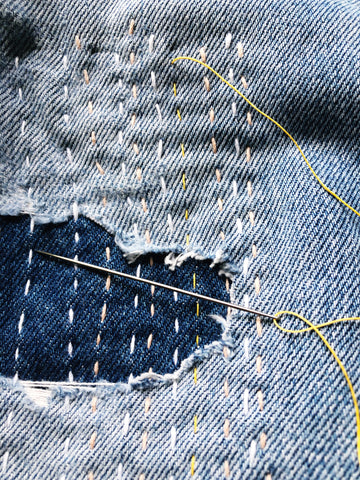 Mending Project: Wide Legged Levi's & Kimono Scraps – wrenbirdarts
