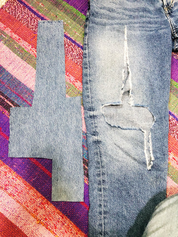 Visible Mending Patch Prep for Denim Repair