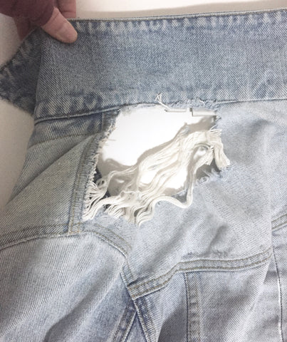 Ripped Ripped-Jeans Hole Patch & Jean Jacket Sleeve Shortening