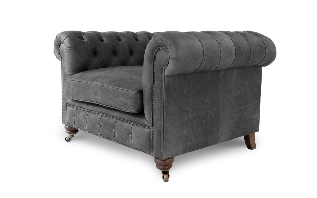 Monty 3 seater Chesterfield in Dark brown Vintage Leather