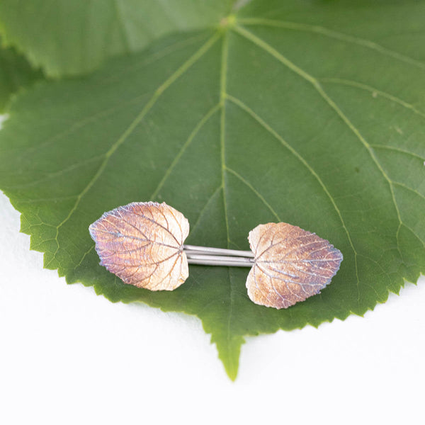 Linden leaf earrings, made from real linden leaves in silver