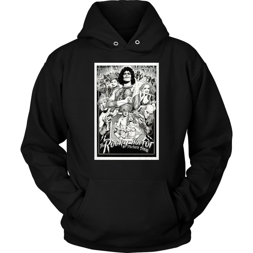 horror hoodie black and white