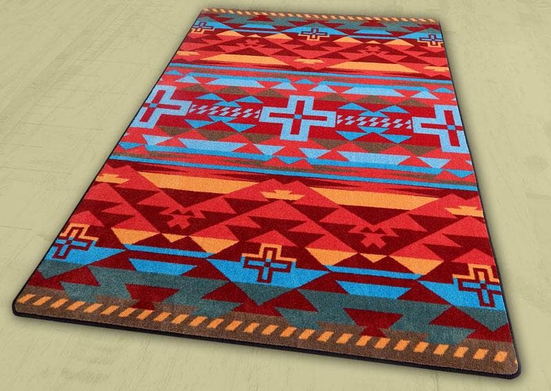 Rustic Cross Blue Southwestern Rug - 3 x 4