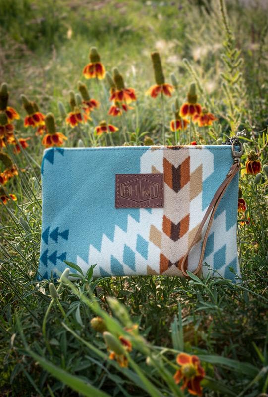 Tucson Aqua - Wool Clutch - made with Pendleton Fabric