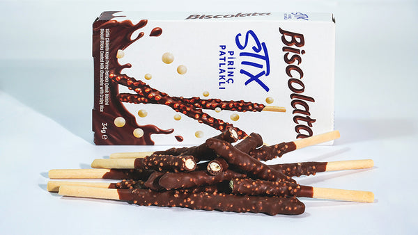 milk chocolate coated sticks with crispy rice