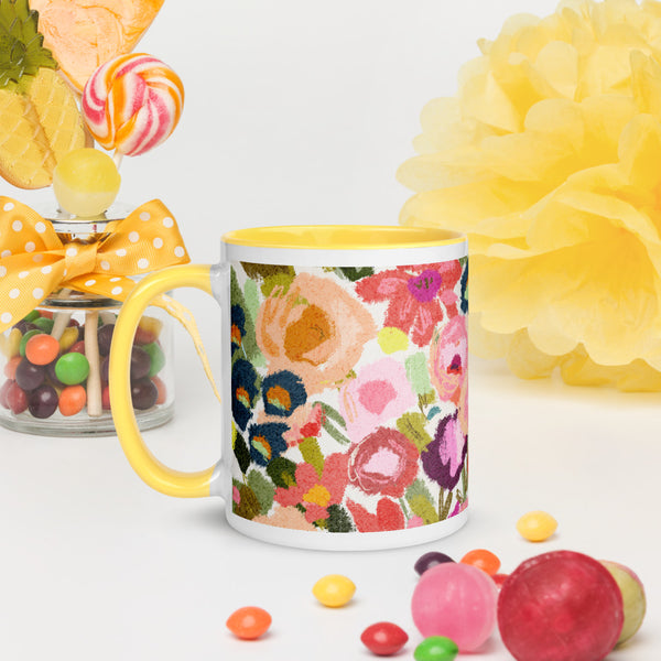 11 oz Floral Mug with Yellow Color Inside