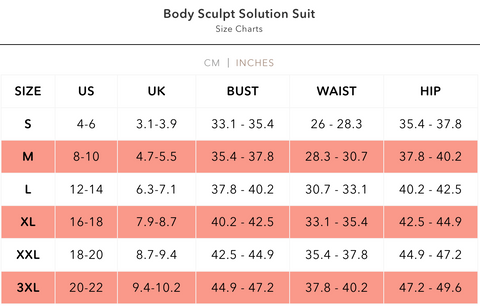 Solution Size Chart – Peachy Shapewear