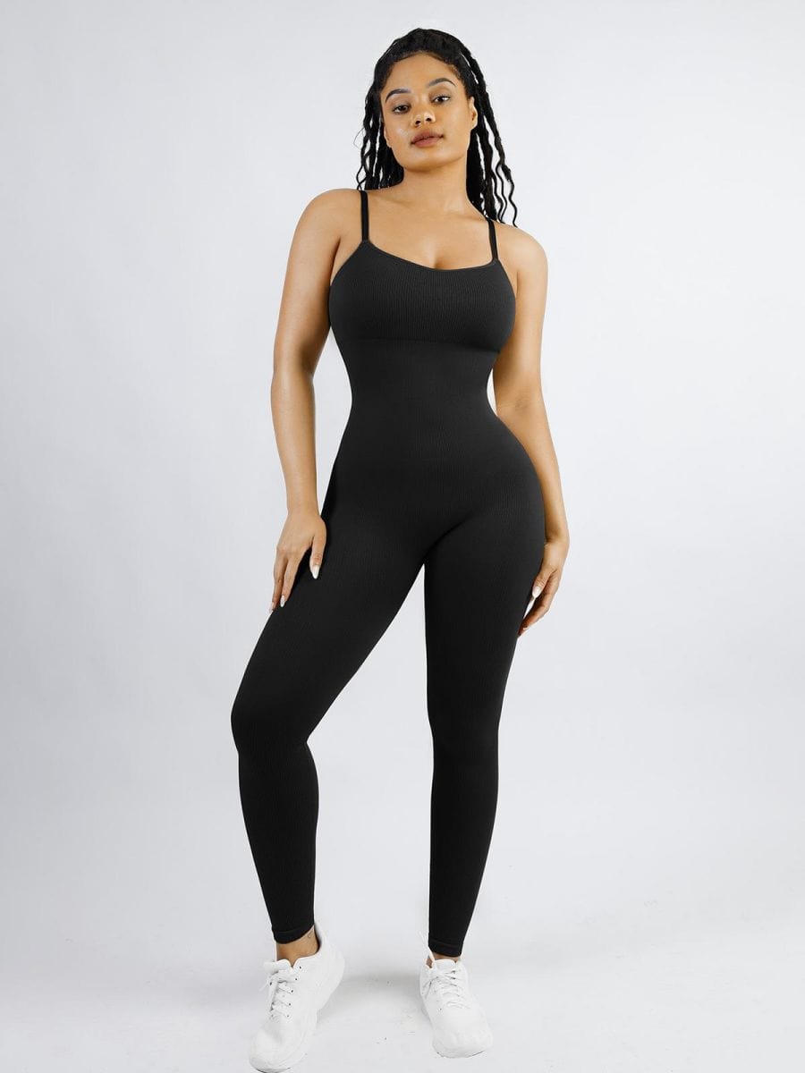 V-neck Seamless Tummy Control Jumpsuit – Peachy Shapewear