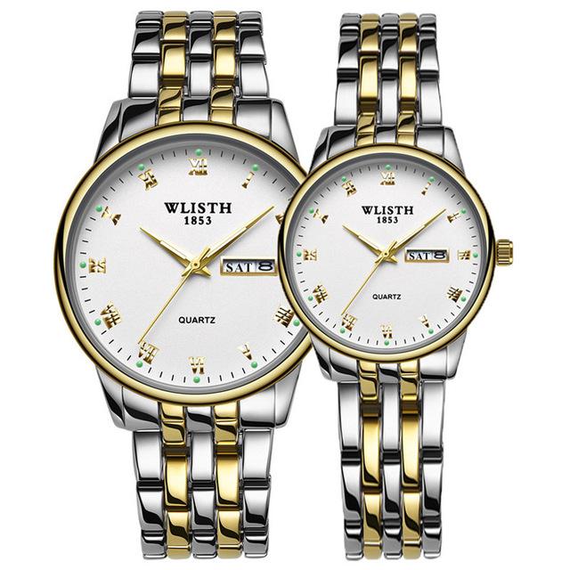 WLISTH 2020 Luxury Brand Lover Watch Women Waterproof Couples Watches Female Wristwatches Quartz Men Stainless Steel Watch 1Pair