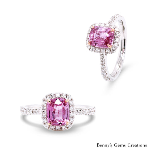 Pink Sapphire halo Diamond Ring