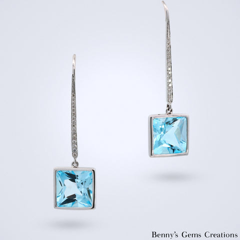 topaz dangling diamond earrings