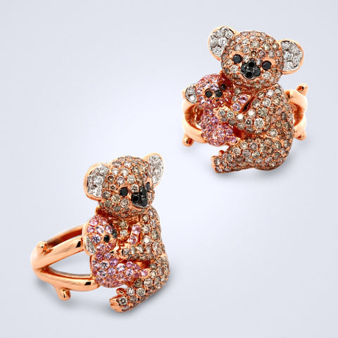 cuddling koalas sapphire diamond ring