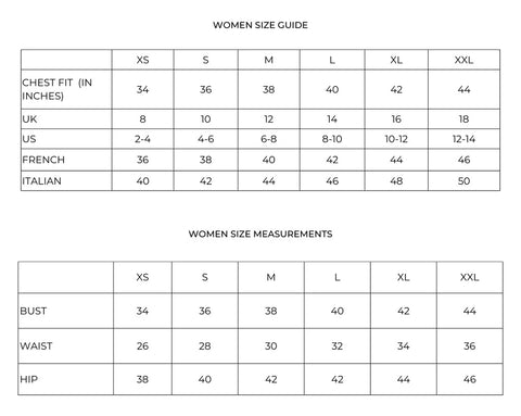 Rohit Gandhi & Rahul Khanna Size chart