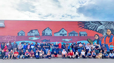 Community of hazelton helping at Leah Pipe Old Town Mural